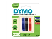 Een Reliëftape Dymo embossing vinyl 9mm assorti 3 stuks koop je bij Hoekmankantoorartikelen.nl