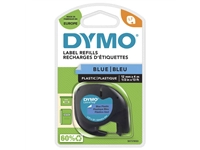 Een Labeltape Dymo LetraTag plastic 12mm zwart op blauw koop je bij VHK Kantoorartikelen