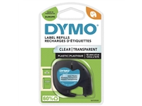 Een Labeltape Dymo LetraTag plastic 12mm zwart op transparant koop je bij VHK Kantoorartikelen