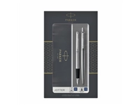 Een Balpen en vulpen Parker Jotter stainless steel CT medium 2 stuks koop je bij Company Supplies