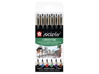 Een Brushpen Sakura Pigma Brush set á 6 stuks zwart koop je bij Sysdicom BV