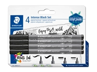 Een Brushpen Staedtler PigmentArts Intens zwart set à 4 schrijfbreedtes koop je bij Sysdicom BV