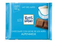 Een Chocolade Ritter Sport alpenmelk 100gr koop je bij Company Supplies