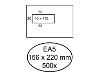 Een Envelop Hermes EA5 156x220mm venster 4X11links 500 stuks koop je bij Sysdicom BV