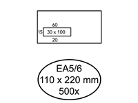 Een Envelop Hermes EA5/6 110x220mm venster 3x10links zelfklevend 500 stuks koop je bij Sysdicom BV