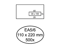 Een Envelop Hermes EA5/6 110x220mm venster 3x10rechts zelfklevend 500 stuks koop je bij Sysdicom BV