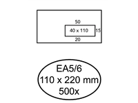 Een Envelop Hermes EA5/6 110x220mm venster 4x11rechts zelfklevend 500 stuks koop je bij economaat.be