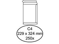 Een Envelop Hermes akte C4 229x324mm zelfklevend wit doos à 250 stuks koop je bij Sysdicom BV