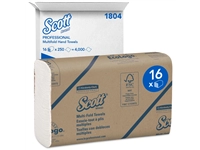 Een Handdoek Scott m-vouw 1-laags 230x235mm 16x250stuks wit 1804 koop je bij Company Supplies