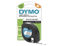 Een Labeltape Dymo LetraTag plastic 12mm zwart op wit koop je bij Company Supplies