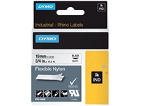 Een Labeltape Dymo Rhino industrieel nylon 19mm zwart op wit koop je bij Company Supplies