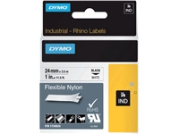 Een Labeltape Dymo Rhino industrieel nylon 24mm zwart op wit koop je bij Sysdicom BV