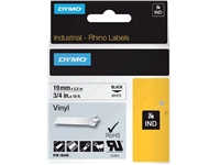 Een Labeltape Dymo Rhino industrieel vinyl 19mm zwart op wit koop je bij Sysdicom BV