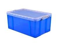 Een Opbergbox Really Useful 64 liter 710x440x310mm transparant blauw koop je bij economaat.be