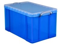 Een Opbergbox Really Useful 84 liter 710x440x380mm transparant blauw koop je bij Sysdicom BV