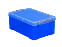 Een Opbergbox Really Useful 9 liter 395x210x140mm transparant blauw koop je bij Sysdicom BV