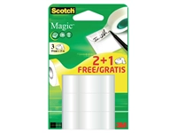 Een Plakband Scotch Magic 19mmx15m 2+1 gratis onzichtbaar 3 rollen koop je bij Sysdicom BV