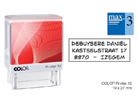 Een Tekststempel Colop Printer 10 personaliseerbaar 3regels 27x10mm koop je bij VHK Kantoorartikelen