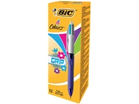 Een Balpen Bic 4kleuren grip fashion medium paars koop je bij VHK Kantoorartikelen