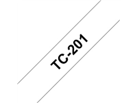 Een Labeltape Brother P-touch TC-201 standaard 12mm zwart op wit koop je bij Hoekmankantoorartikelen.nl