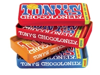 Een Chocolade Tony's Chocolonely puur-melk en karamel zeezout blik 540gr koop je bij VHK Kantoorartikelen