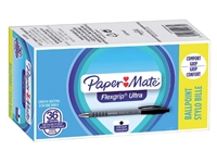 Een Balpen Paper Mate Flexgrip Ultra medium zwart valuepack 30+6 gratis koop je bij VHK Kantoorartikelen