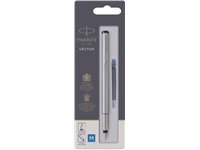 Een Vulpen Parker Vector stainless steel medium blister à 1 stuk koop je bij VHK Kantoorartikelen