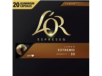 Een Koffiecups L'Or espresso Lungo Estremo 20 stuks koop je bij VHK Kantoorartikelen