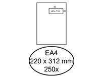 Een Envelop Hermes akte EA4 220x312mm venster rechts 4x11cm zelfklevend wit doos à 250 stuks koop je bij VHK Kantoorartikelen