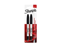 Een Viltstift Sharpie rond Twin tip ultra fijn &amp; fijn zwart blister à 2 stuks koop je bij Company Supplies