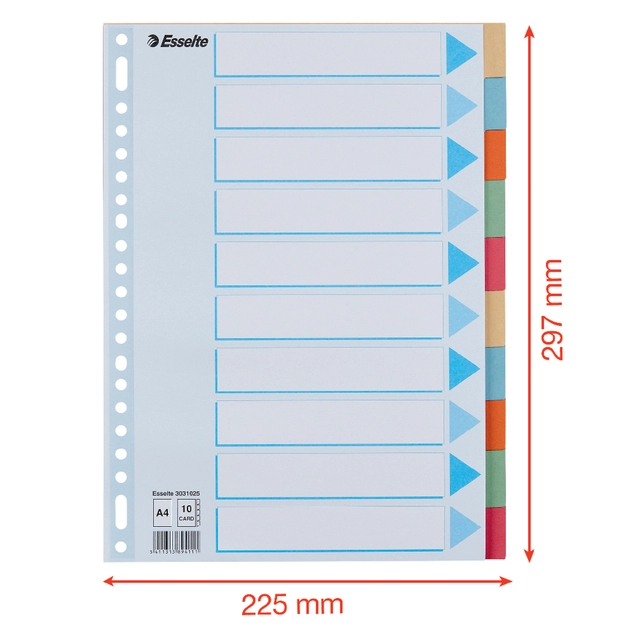 Een Tabbladen Esselte Premium A4 10-delig karton 23-rings assorti koop je bij VHK Kantoorartikelen