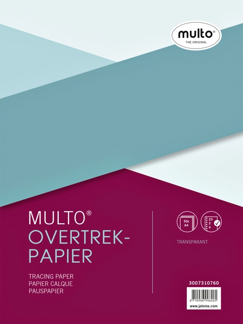 Een Interieur Multo overtrekpapier A4 23-gaats 50 vel koop je bij Hoekmankantoorartikelen.nl