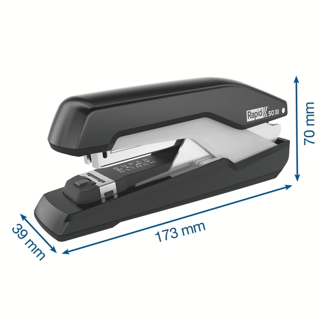 Een Nietmachine Rapid SO30 Fullstrip 30 vel 24/6 zwart/grijs koop je bij Hoekmankantoorartikelen.nl