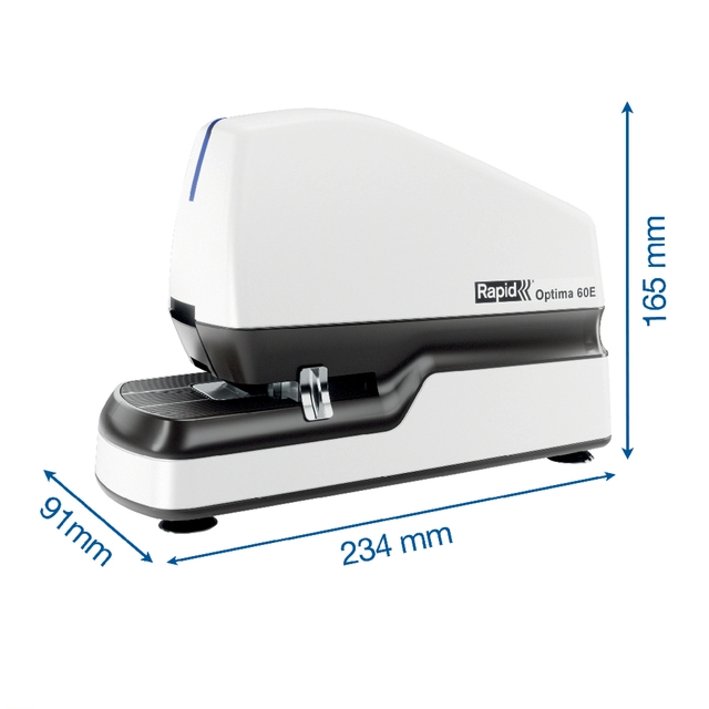 Een Nietmachine Rapid Optima 60E elektrisch contactloos 60 vel wit/zwart koop je bij Hoekmankantoorartikelen.nl