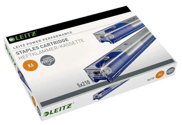 Een Nieten Leitz cartridge K6 5x210 stuks koop je bij Hoekmankantoorartikelen.nl