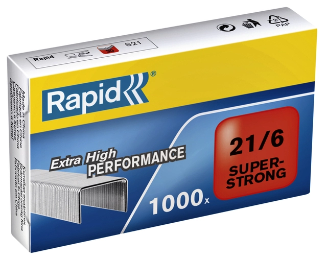 Een Nieten Rapid 21/6 gegalvaniseerd super strong 1000 stuks koop je bij VHK Kantoorartikelen