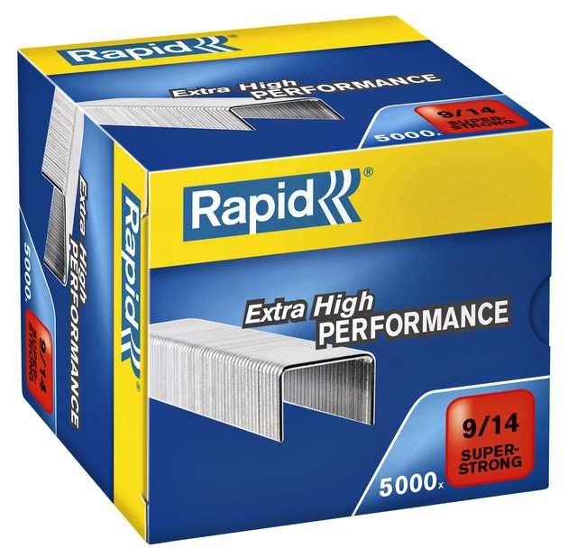 Een Nieten Rapid 9/14 gegalvaniseerd super strong 5000 stuks koop je bij Hoekmankantoorartikelen.nl