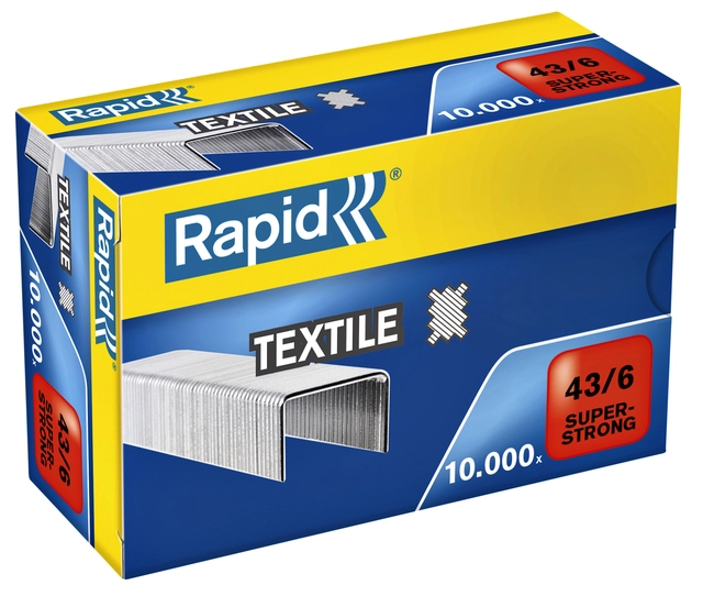 Een Nieten Rapid 43/6 textiel gegalvaniseerd strong 10000 stuks koop je bij Hoekmankantoorartikelen.nl