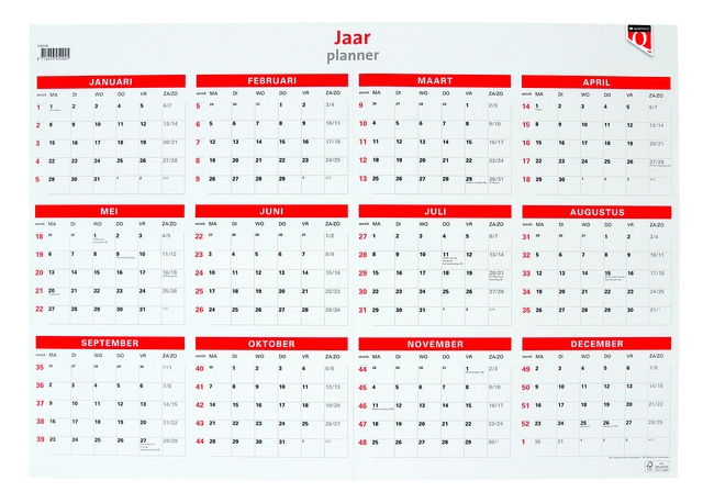 Een Jaarplankalender 2025 Quantore 48x68cm koop je bij Hoekmankantoorartikelen.nl