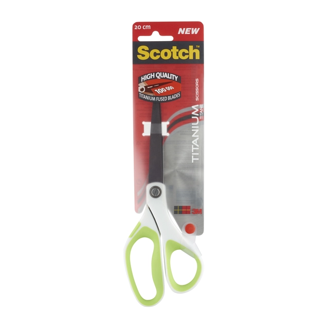 Een Schaar Scotch 20cm titanium met groot oog groen blister koop je bij Hoekmankantoorartikelen.nl