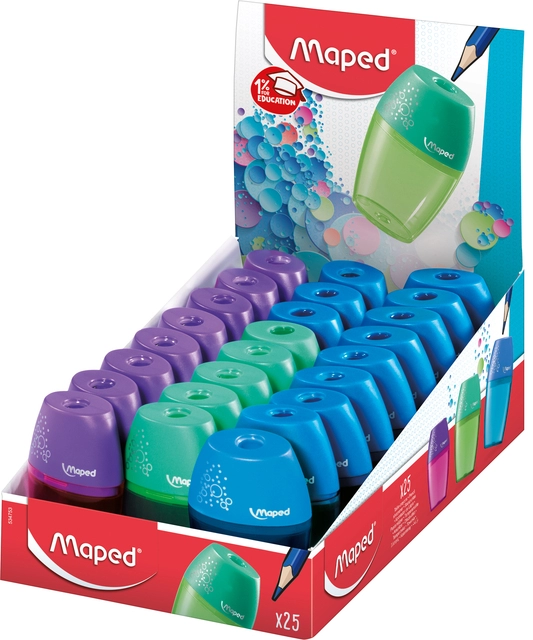 Een Puntenslijper Maped Shaker 1-gaats display á 25 stuks assorti koop je bij Hoekmankantoorartikelen.nl