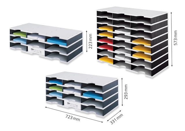 Een Vakkenset Styrodoc A4 12 vaks zwart/grijs koop je bij VHK Kantoorartikelen