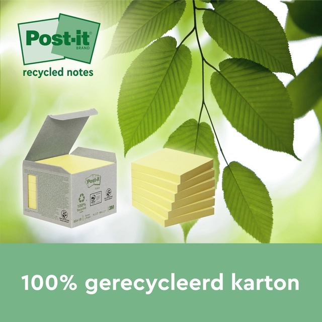 Een Memoblok Post-it Z-Note R330-1B recycled 76x76mm canary yellow 6 stuks koop je bij Hoekmankantoorartikelen.nl