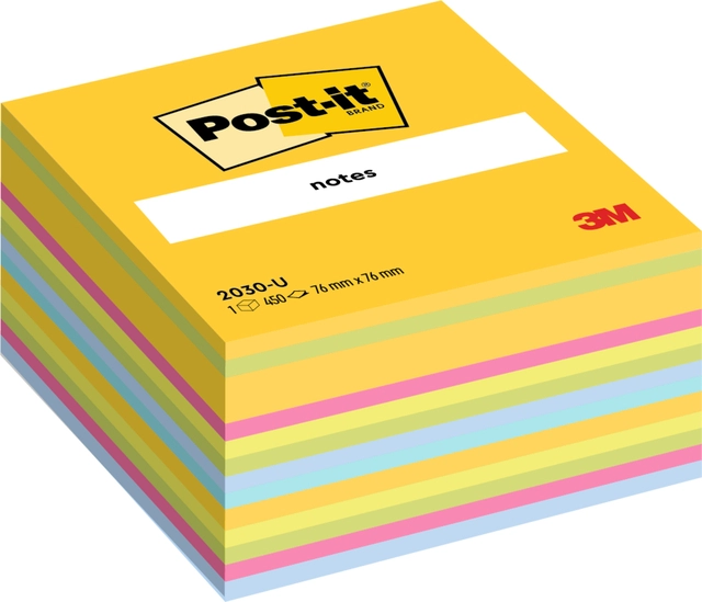 Een Memoblok Post-it 2030 76x76mm kubus ultra assorti koop je bij Hoekmankantoorartikelen.nl