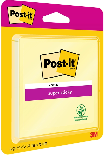 Een Memoblok Post-it 6920 Super Sticky 76x76mm geel koop je bij Hoekmankantoorartikelen.nl