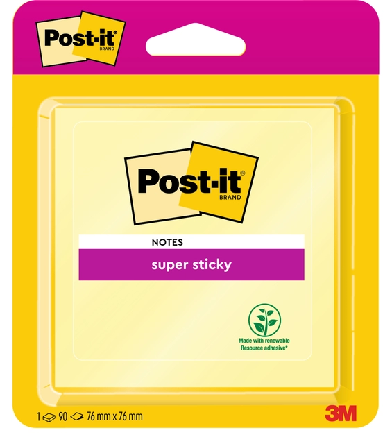 Een Memoblok Post-it 6920 Super Sticky 76x76mm geel koop je bij Hoekmankantoorartikelen.nl