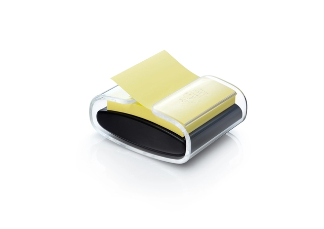 Een Memoblokdispenser Pro tbv Post-it Z-Notes 76x76mm incl notes transparant zwart koop je bij Hoekmankantoorartikelen.nl