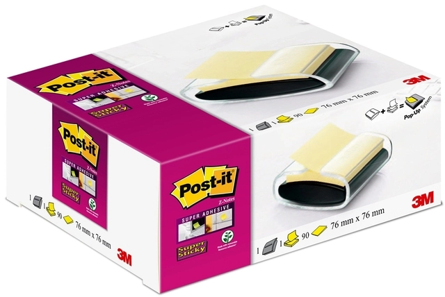 Een Memoblokdispenser Pro tbv Post-it Z-Notes 76x76mm incl notes transparant zwart koop je bij Hoekmankantoorartikelen.nl