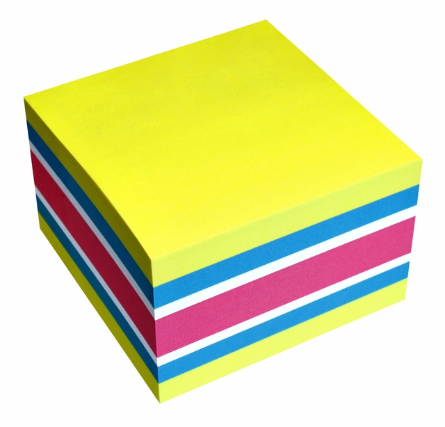 Een Memoblok info notes kubus 450 vel 75x75mm neon assorti 450 vel koop je bij Hoekmankantoorartikelen.nl