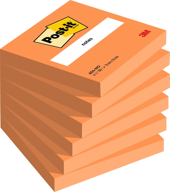 Een Memoblok Post-it 654 76x76mm oranje 100 vel koop je bij Hoekmankantoorartikelen.nl